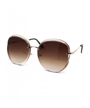 Womens Exposed Lens Butterfly Diva Fashion Sunglasses - Gold Brown - CT1972L985N $8.55 Butterfly