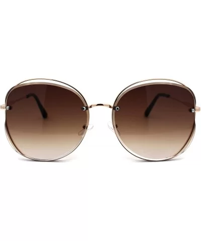 Womens Exposed Lens Butterfly Diva Fashion Sunglasses - Gold Brown - CT1972L985N $8.55 Butterfly