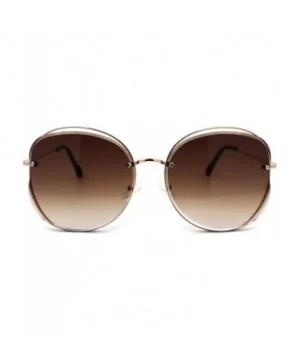 Womens Exposed Lens Butterfly Diva Fashion Sunglasses - Gold Brown - CT1972L985N $8.55 Butterfly