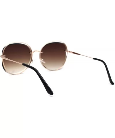 Womens Exposed Lens Butterfly Diva Fashion Sunglasses - Gold Brown - CT1972L985N $8.55 Butterfly