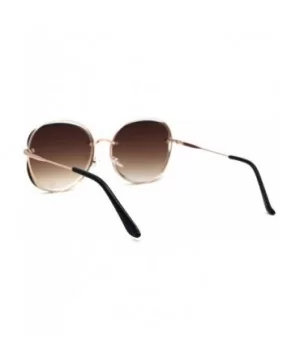 Womens Exposed Lens Butterfly Diva Fashion Sunglasses - Gold Brown - CT1972L985N $8.55 Butterfly