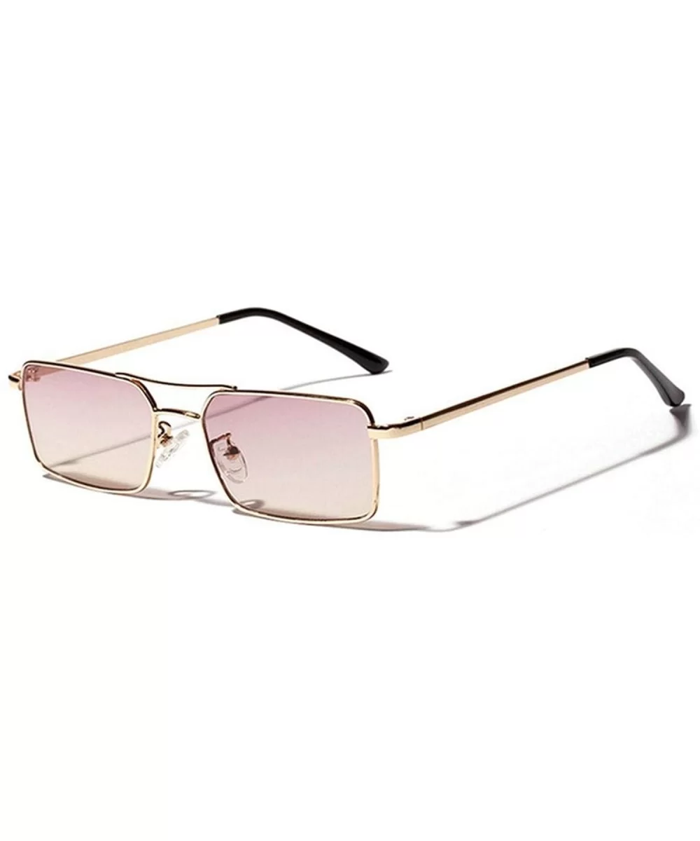 New Square Sunglasses Women Retro Men Er Sun Glasses Vintage Gradient Mirrored Metal Frame - C1 - C4198AHENUT $28.00 Square