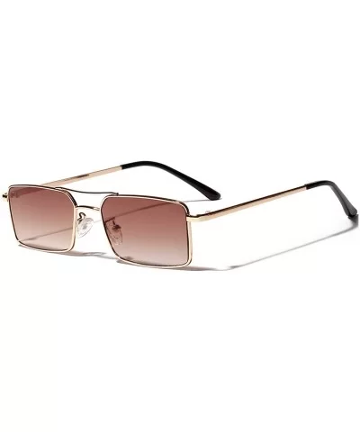 New Square Sunglasses Women Retro Men Er Sun Glasses Vintage Gradient Mirrored Metal Frame - C1 - C4198AHENUT $28.00 Square