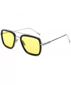 Iron Man Tony Stark Sunglasses Square Metal Frame Men Women - Yellow - C018TZI8C40 $8.48 Aviator