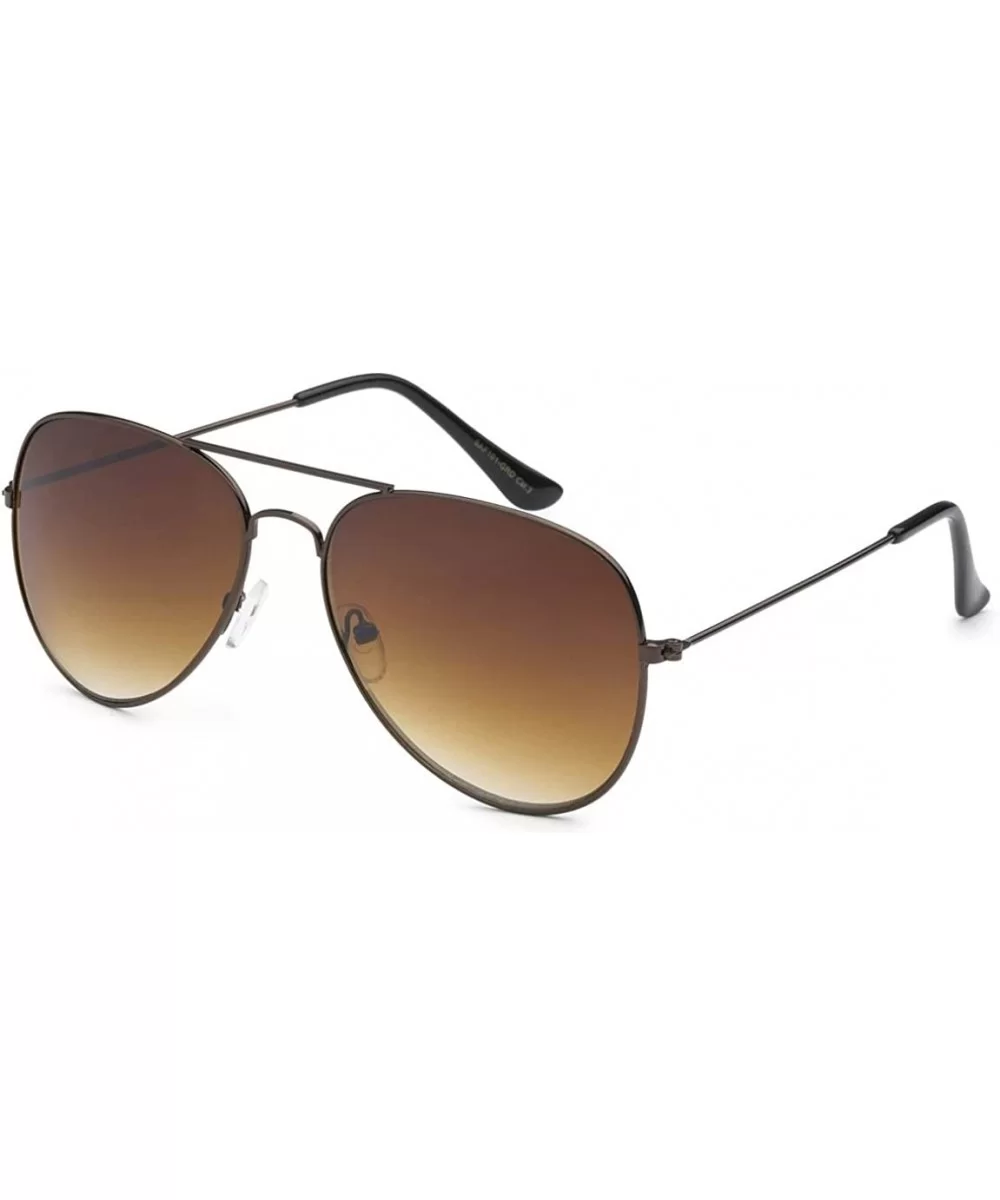 Aviator Style Sunglasses Bronze Metal Frame Brown Gradient Lens Men Women UV 400 - CS11MGWYGNT $6.65 Aviator