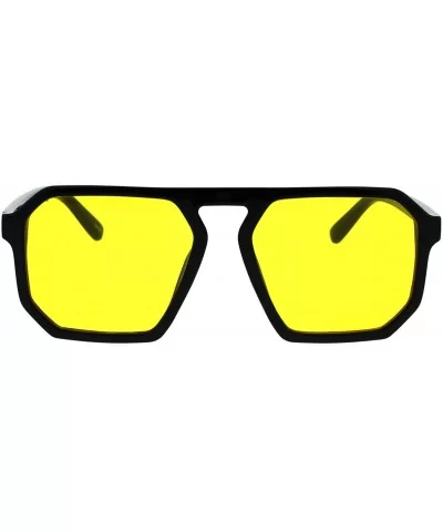 Mens Robotic Futuristic Racer Plastic Retro Pop Color Lens Sunglasses - Black Yellow - CQ18EMLNLGY $5.60 Rectangular