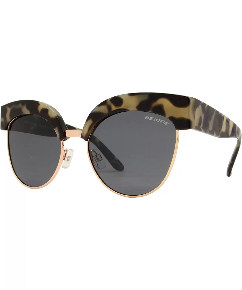 Polarized Cat Eye Flat Lens Sunglasses for Women - UV Protection - Marble + Smoke - CR1939C3DLX $8.57 Cat Eye