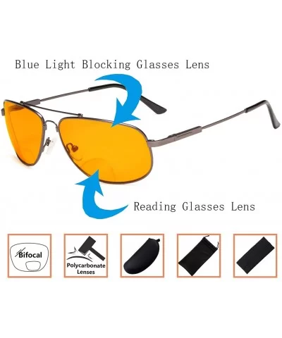 Blue Blocking Orange Tinted Bifocal Glasses for Reading Computer Screen Men Bendable Titanium - 1803-gunmetal - CA18ZGX846H $...