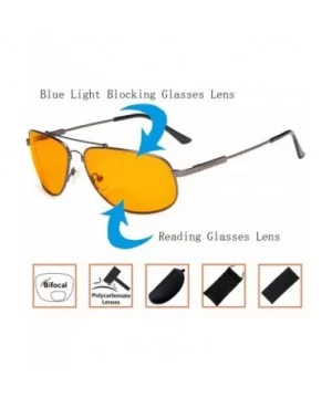 Blue Blocking Orange Tinted Bifocal Glasses for Reading Computer Screen Men Bendable Titanium - 1803-gunmetal - CA18ZGX846H $...