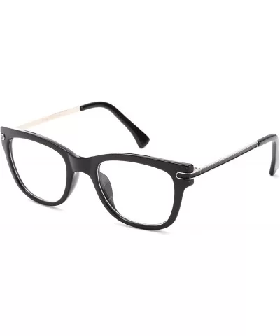 Women's Metal Frame Cat Eye Stye High Fashion Clear Lens Glasses - Black/Silver - CV11G6GQUFN $4.97 Wayfarer