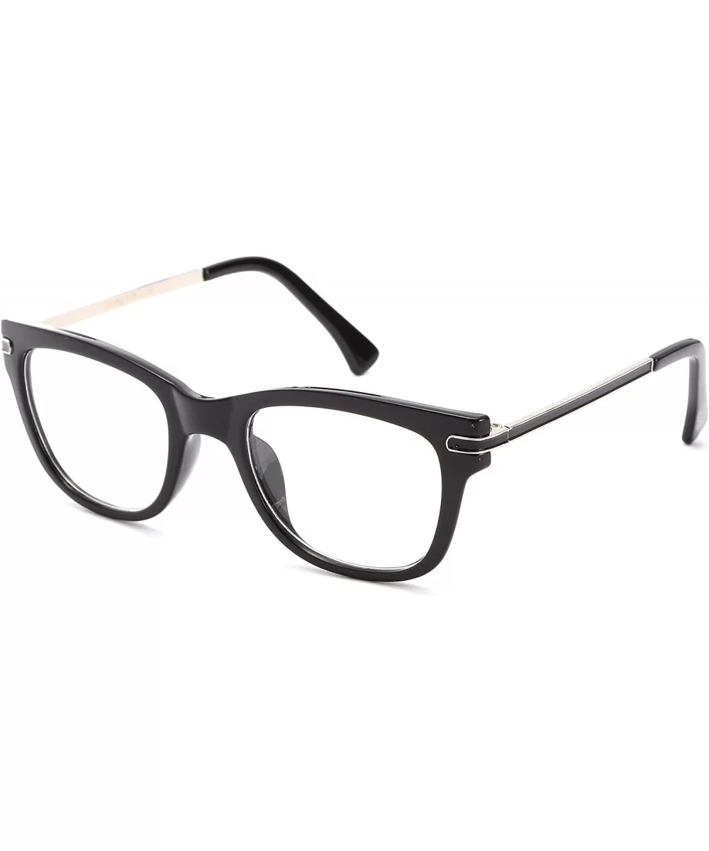 Women's Metal Frame Cat Eye Stye High Fashion Clear Lens Glasses - Black/Silver - CV11G6GQUFN $4.97 Wayfarer