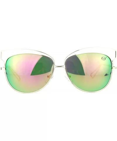 Metal Wire Rim Horned Butterfly Womens Sunglasses - Gold Peach - CO12FLPIJ3P $10.41 Butterfly