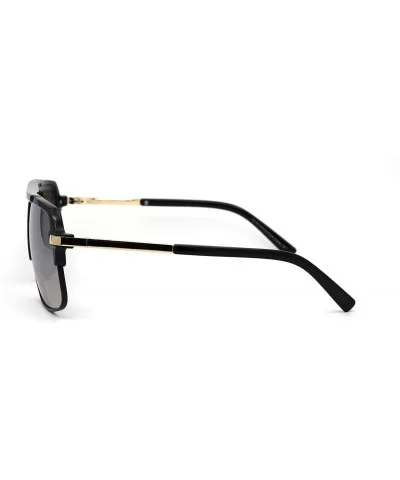 Mirror Lens Half Rim Plastic Racer Mobster Sunglasses - Black Silver Mirror - C3195KNE2C0 $9.16 Rectangular