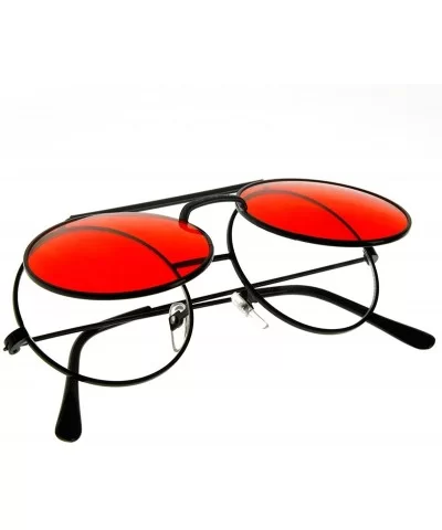 Limited Edition Color Flip-Up Lens Round Circle Django Sunglasses (Red) - CY11CL3KMXL $6.66 Round