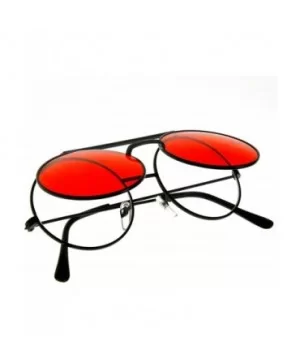 Limited Edition Color Flip-Up Lens Round Circle Django Sunglasses (Red) - CY11CL3KMXL $6.66 Round