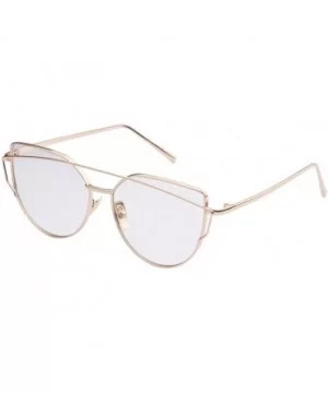 TrendyMate-Womens Street Fashion Metal Twin Beam Flat Mirror Lens Cat Eye Sunglasses - Gold / Transparent - CT17YQXHA66 $8.79...