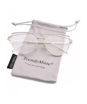 TrendyMate-Womens Street Fashion Metal Twin Beam Flat Mirror Lens Cat Eye Sunglasses - Gold / Transparent - CT17YQXHA66 $8.79...