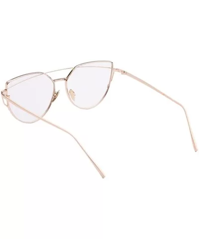 TrendyMate-Womens Street Fashion Metal Twin Beam Flat Mirror Lens Cat Eye Sunglasses - Gold / Transparent - CT17YQXHA66 $8.79...