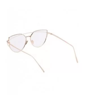 TrendyMate-Womens Street Fashion Metal Twin Beam Flat Mirror Lens Cat Eye Sunglasses - Gold / Transparent - CT17YQXHA66 $8.79...