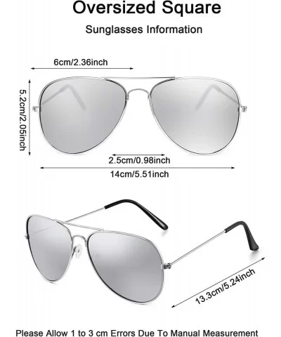 Silver Mirrored Sunglasses Metal Frame Sunglasses Flat Mirror Lens Sunglasses for Adults - CN192M7CE4I $6.55 Square