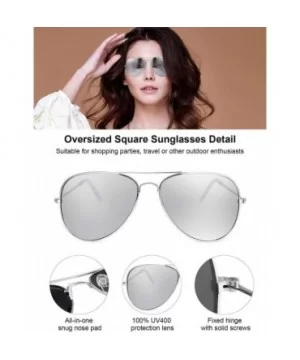 Silver Mirrored Sunglasses Metal Frame Sunglasses Flat Mirror Lens Sunglasses for Adults - CN192M7CE4I $6.55 Square