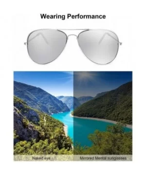 Silver Mirrored Sunglasses Metal Frame Sunglasses Flat Mirror Lens Sunglasses for Adults - CN192M7CE4I $6.55 Square