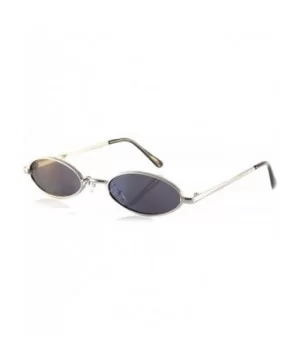 Retro Thick Frame Slim Wide Oval Flat Lens Smoke Mirror Sunglasses A242 - Silver Black - C418KQHDHUK $8.91 Oval