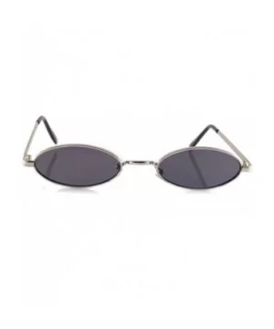 Retro Thick Frame Slim Wide Oval Flat Lens Smoke Mirror Sunglasses A242 - Silver Black - C418KQHDHUK $8.91 Oval