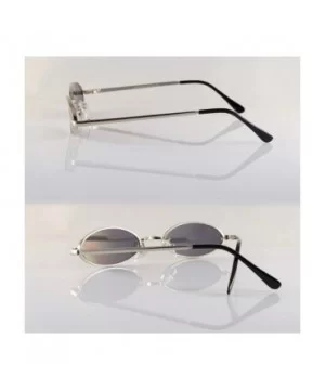 Retro Thick Frame Slim Wide Oval Flat Lens Smoke Mirror Sunglasses A242 - Silver Black - C418KQHDHUK $8.91 Oval