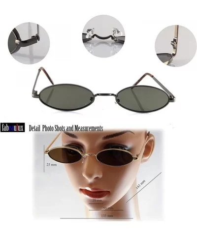 Retro Thick Frame Slim Wide Oval Flat Lens Smoke Mirror Sunglasses A242 - Silver Black - C418KQHDHUK $8.91 Oval