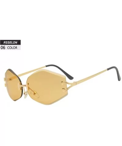 Rimless Sunglasses Women Sun Glasses Female Summer Brown Red Gradient Shades UV400 Metal - 6 - CR18Y39DIY7 $20.13 Semi-rimless