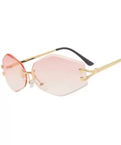 Rimless Sunglasses Women Sun Glasses Female Summer Brown Red Gradient Shades UV400 Metal - 6 - CR18Y39DIY7 $20.13 Semi-rimless