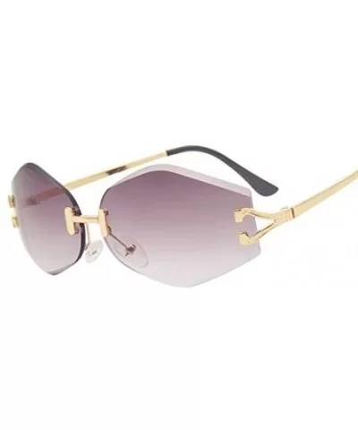 Rimless Sunglasses Women Sun Glasses Female Summer Brown Red Gradient Shades UV400 Metal - 6 - CR18Y39DIY7 $20.13 Semi-rimless