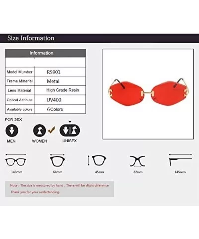 Rimless Sunglasses Women Sun Glasses Female Summer Brown Red Gradient Shades UV400 Metal - 6 - CR18Y39DIY7 $20.13 Semi-rimless