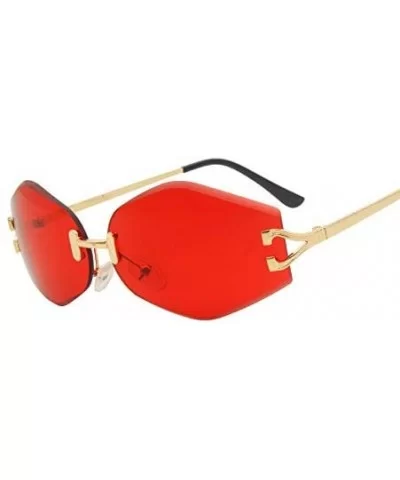 Rimless Sunglasses Women Sun Glasses Female Summer Brown Red Gradient Shades UV400 Metal - 6 - CR18Y39DIY7 $20.13 Semi-rimless