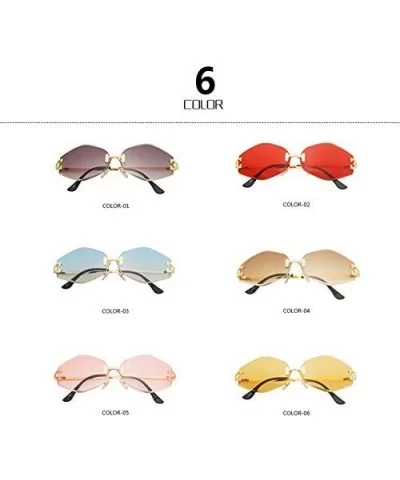 Rimless Sunglasses Women Sun Glasses Female Summer Brown Red Gradient Shades UV400 Metal - 6 - CR18Y39DIY7 $20.13 Semi-rimless