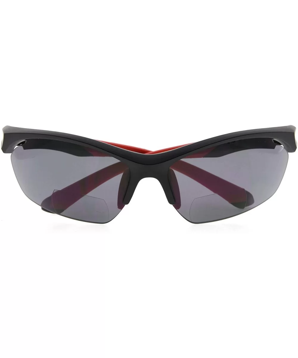 Retro Mens Womens Sports Half-Rimless Bifocal Sunglasses - Black Frame/Red Arm - C3189AI37K8 $17.01 Sport