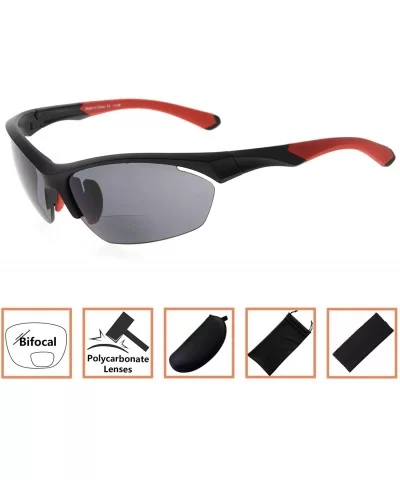 Retro Mens Womens Sports Half-Rimless Bifocal Sunglasses - Black Frame/Red Arm - C3189AI37K8 $17.01 Sport