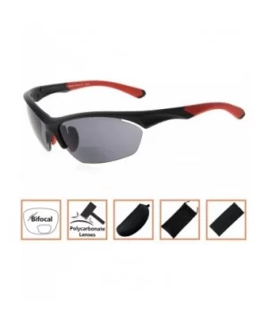 Retro Mens Womens Sports Half-Rimless Bifocal Sunglasses - Black Frame/Red Arm - C3189AI37K8 $17.01 Sport