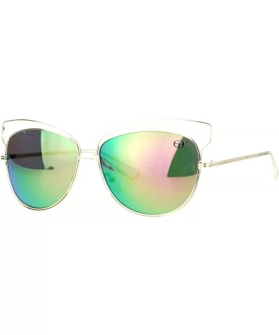 Metal Wire Rim Horned Butterfly Womens Sunglasses - Gold Peach - CO12FLPIJ3P $10.41 Butterfly