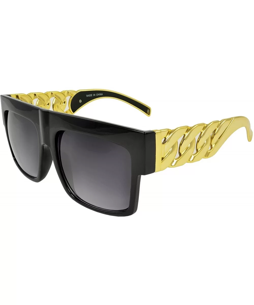 Chunky Crystal Square Fashion Retro Sunglasses Shades - Black - CZ11JRVUEVZ $5.83 Square