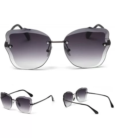 Trimmed Sunglasses Glasses Vintage Gradient - Gun&gray - CQ194HG3G86 $8.99 Square