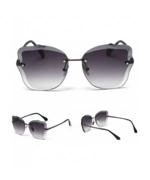 Trimmed Sunglasses Glasses Vintage Gradient - Gun&gray - CQ194HG3G86 $8.99 Square