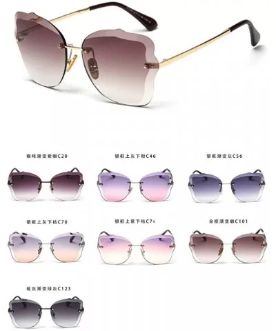 Trimmed Sunglasses Glasses Vintage Gradient - Gun&gray - CQ194HG3G86 $8.99 Square