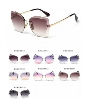 Trimmed Sunglasses Glasses Vintage Gradient - Gun&gray - CQ194HG3G86 $8.99 Square