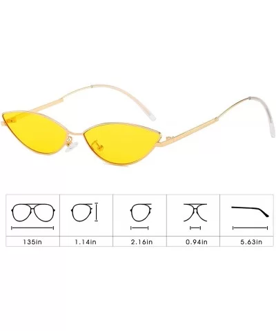 Vintage Slender Oval Sunglasses Small Metal Frame Candy Colors - Yellow-2pack - C218QNONTMD $10.32 Rectangular