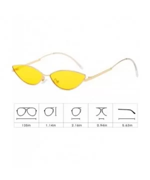 Vintage Slender Oval Sunglasses Small Metal Frame Candy Colors - Yellow-2pack - C218QNONTMD $10.32 Rectangular