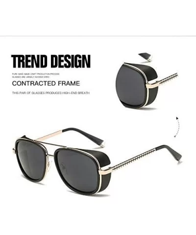 Stark Sunglasses Square Metal Frame Men Women Unisex Vintage Aviator Square Sunglasses with Case .Blue - Blue - CK18AZS7U0G $...