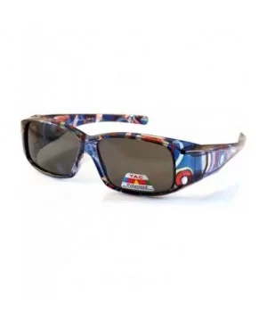 Abstract Floral Art Translucent Rectangle Polarized OTG Sunglasses P015 - Blue Swirl - CU18D2XG08N $11.74 Square