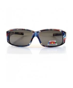 Abstract Floral Art Translucent Rectangle Polarized OTG Sunglasses P015 - Blue Swirl - CU18D2XG08N $11.74 Square